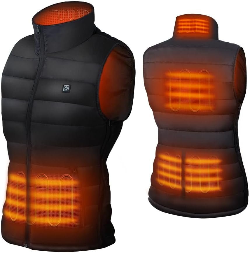 Heated Vest, Lightweight Heating Vest, 3 Heat Levels, 6 Heat Zones, Adjustable Size (Battery Not Included)