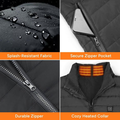 Heated Vest, Lightweight Heating Vest, 3 Heat Levels, 6 Heat Zones, Adjustable Size (Battery Not Included)