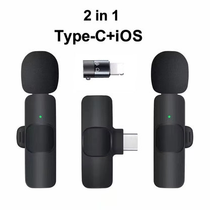 Wireless Lavalier Microphone Portable Audio Video Recording Mini Mic for Iphone Android Live Broadcast Gaming Phone with Receive